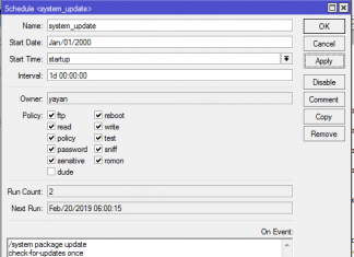 Mikrotik OS Update Otomatis dengan Script dan Schedule