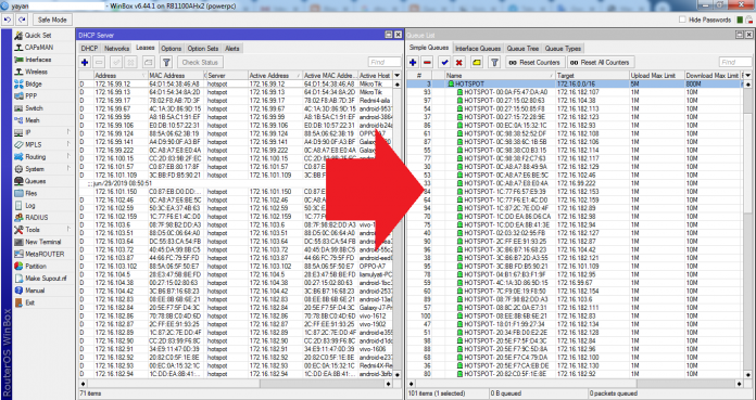 dhcp server lease to simple queue script