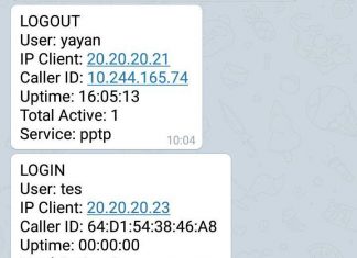 Monitoring Client PPTP/PPPoE/l2tp/sstp/ovpn Ketika Login dan Logout