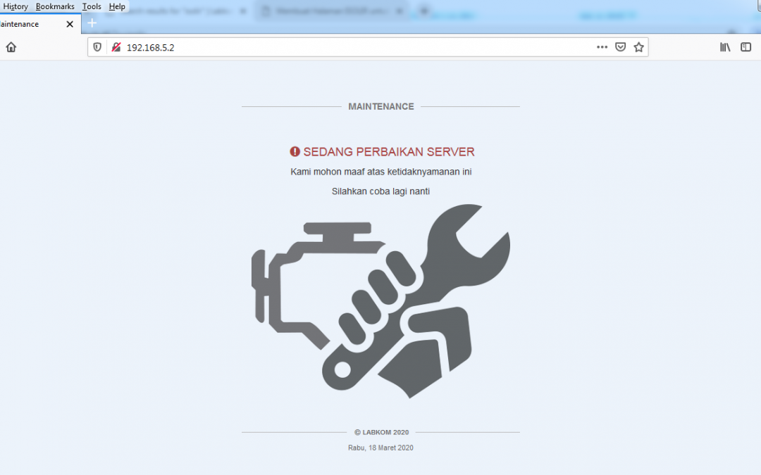 Halaman Maintanance Internet Down untuk Pelanggan Hotspot dan PPP