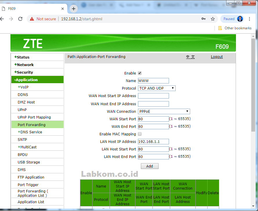 User Untuk Modem Zte / Cara Setting Port Forwarding Modem ZTE F609/F660 untuk ...