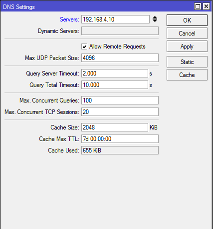 Dns max. Rb760igs Mikrotik DNS сервер. Как убрать Dynamic DNS Mikrotik.